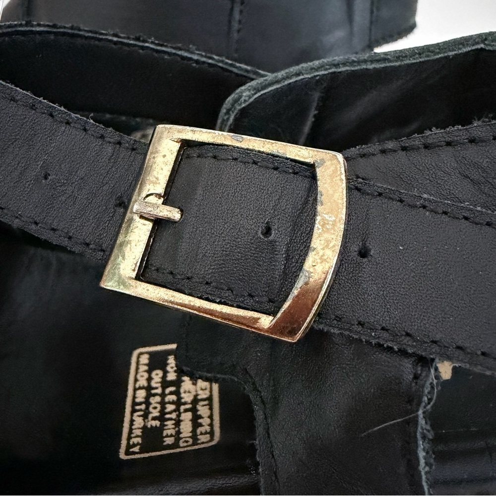 MAGO Black Leather Chunky Lug Sole Sandals Buckle Strap size eu 37 - Picture 11 of 12